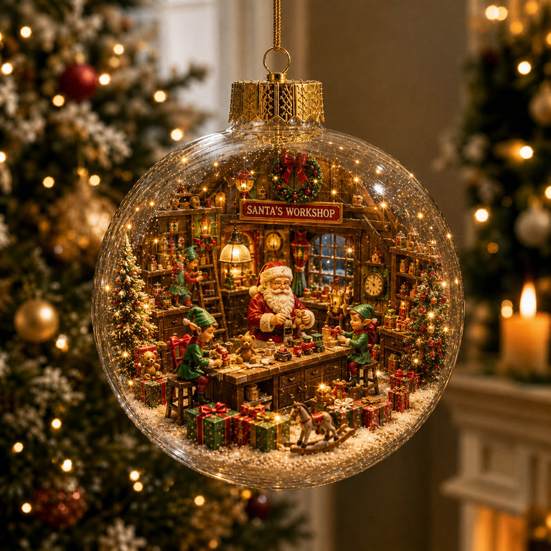 Christmas Scene Glass Ball Ornament