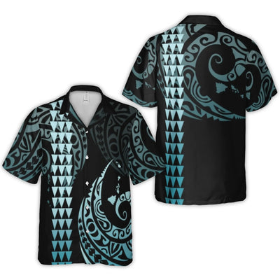 Polynesian Tribal Hawaiian Shirt | Pacific Island Print with Map Design | Premium Woven Polyester | Tropical Vacation Gift for Men