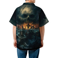 Pirate Skull Hawaiian Shirt | Kraken Storm Graphic Print | Premium Polyester Button-Up | Gothic Beach Vacation Gift For Men