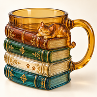Book Stack Cat Mug