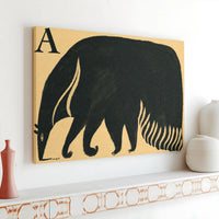 Anteater Alphabet Canvas Art | A is for Anteater Modern Nursery Wall Decor | Premium Gallery Wrapped Print | Educational Kids Room Gift