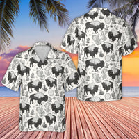 Bison Hawaiian Shirt | Western Desert Cactus Sketch Print | Durable Woven Polyester | Men’s Summer Vacation Button Down Gift