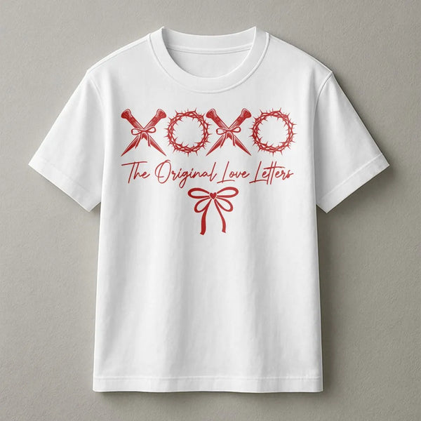 XOXO The Original Love Letters T-Shirt | Religious Christian Valentine Graphic Tee | 100% Cotton Premium Quality | Faith-Base