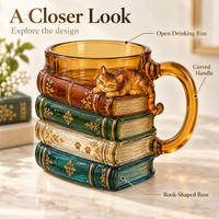 Book Stack Cat Mug