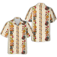 Thanksgiving Hawaiian Shirt | Turkey Pumpkin Pie Festive Print | Premium Lightweight Polyester | Funny Holiday Gift For Men And Women
