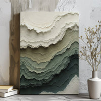 Abstract Layered Topography Canvas Art | Sage Green and Cream Minimalist Wall Decor | Premium 1.25" Gallery Wrap | Modern Home Office Gift