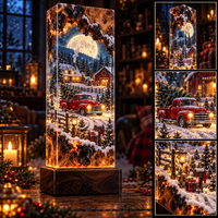 Red Truck Christmas Story Cube Resin Lamp