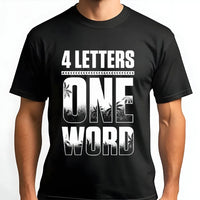 4 Letters One Word Graphic T-Shirt | Tropical Palm Tree Typography | Soft 100% Cotton Premium Tee | Wrestling Fan Gift Apparel
