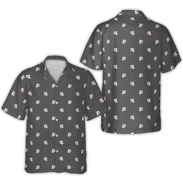 Cat Skull Hawaiian Shirt | Gothic All-Over Print Button Up | Breathable Polyester Aloha Top | Edgy Summer Gift for Alternativ