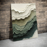 Abstract Layered Topography Canvas Art | Sage Green and Cream Minimalist Wall Decor | Premium 1.25" Gallery Wrap | Modern Home Office Gift