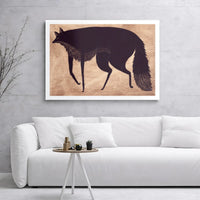 Black Fox Canvas Wall Art | Stylized Minimalist Woodcut Print | Premium Gallery Wrap Decor | Nature Inspired Gift for Living Room
