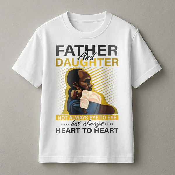 Father And Daughter T-Shirt | Heart To Heart Inspirational Quote | Premium Soft Cotton | Meaningful Black Dad Gift From Daugh