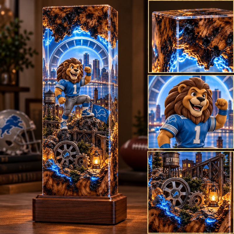 Detroit Football Story Cube Resin Lamp