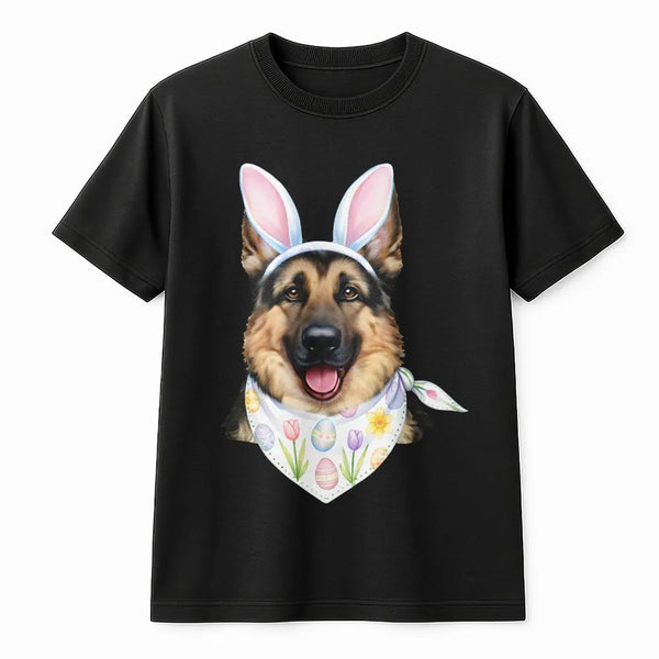 German Shepherd Easter Shirt | Bunny Ears Dog Graphic Tee | Premium 100% Cotton Spring Gift | Unisex Cute Dog Lover Present
