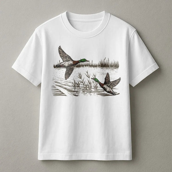 Mallard Duck T-Shirt | Vintage Wildlife Pond Illustration | Premium 100% Cotton | Hunting Gift For Outdoorsman And Nature Lov