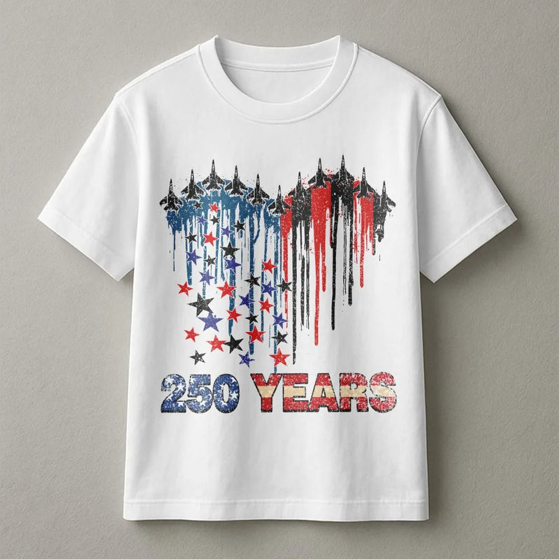 250 Years Independence T-Shirt | USA 1776-2026 Patriotic Fighter Jet Design | Premium 100% Cotton | Semiquincentennial Gift for American Patriots