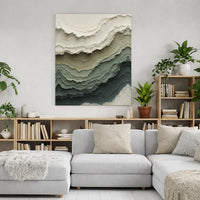 Abstract Layered Topography Canvas Art | Sage Green and Cream Minimalist Wall Decor | Premium 1.25" Gallery Wrap | Modern Home Office Gift