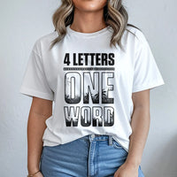 4 Letters One Word Graphic T-Shirt | Tropical Palm Tree Typography | Soft 100% Cotton Premium Tee | Wrestling Fan Gift Apparel