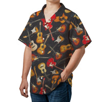 Guitar Hawaiian Shirt | All-Over Music Print Cuban Collar | Lightweight Woven Polyester | Unique Gift for Musicians and Guitar Lovers