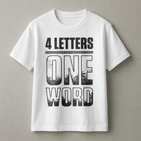 4 Letters One Word Graphic T-Shirt | Tropical Palm Tree Typography | Soft 100% Cotton Premium Tee | Wrestling Fan Gift Apparel