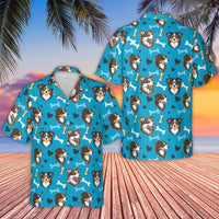 Australian Shepherd Hawaiian Shirt | Dog Breed Pattern with Bones and Hearts | Breathable Polyester | Premium Gift for Aussie Dog Lovers