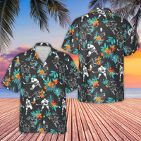 Ice Hockey Tropical Hawaiian Shirt | Floral Sports Button Down | Premium Lightweight Polyester | Unique Hockey Fan Summer Gift For Men