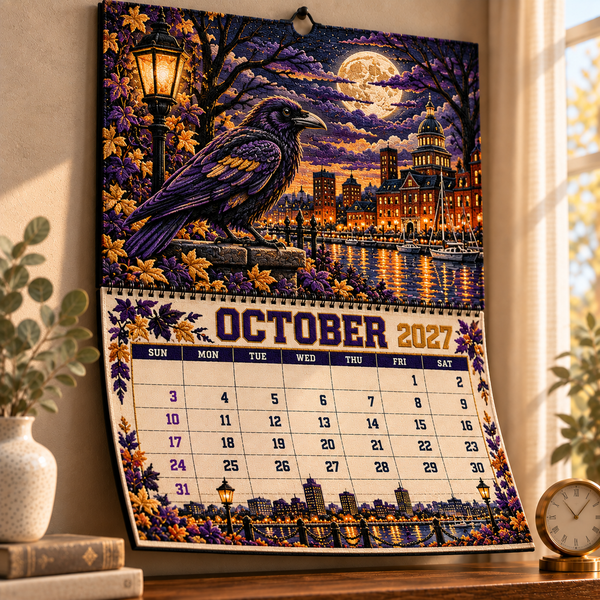 Baltimore Football Fan 2027 Wall Calendar - On Wall