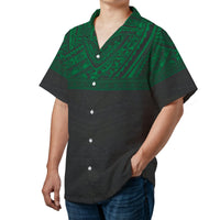 Polynesian Tribal Hawaiian Shirt | Green and Black Island Pattern | Lightweight Woven Polyester | Premium Summer Vacation Gift for Men