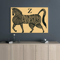 Zebra Wall Art Print | Mid-Century Modern Animal Block Print | Premium Gallery Wrap Canvas | Nursery Or Office Home Decor