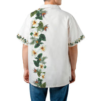 Tropical Hawaiian Shirt | White Hibiscus and Bird of Paradise Floral Print | Lightweight Woven Polyester | Vacation Beach Summer Wear for Men