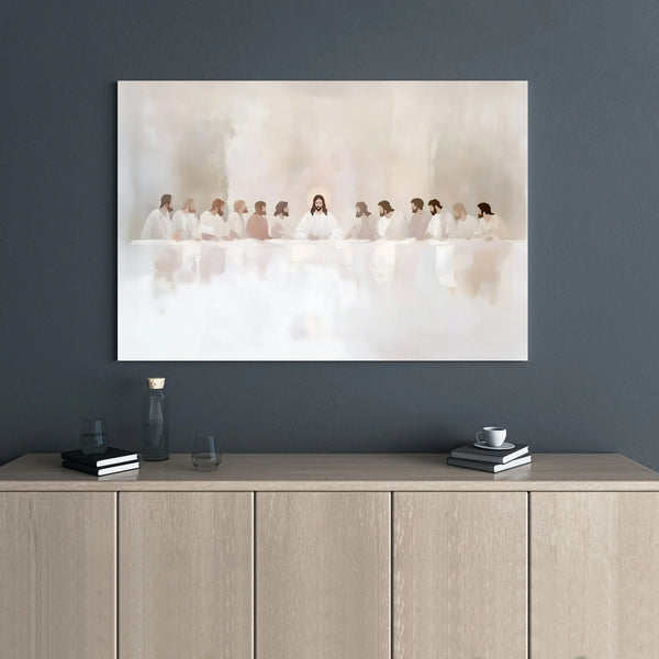 The Last Supper Canvas Print | Minimalist Jesus and Apostles Wall Art | Premium Gallery Wrap Decor | Christian Home Gift for 