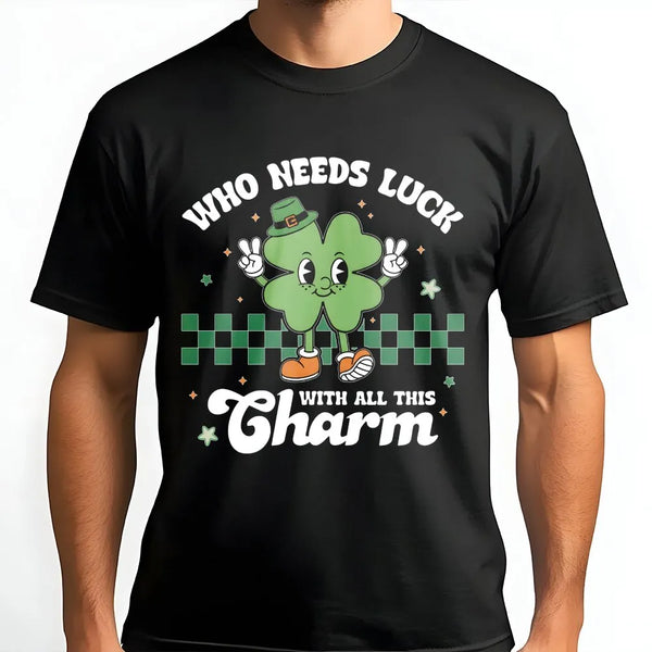 St Patrick's Day T-Shirt | Retro Lucky Clover Graphic Tee | 100% Cotton Premium Unisex Shirt | Funny Irish Gift for Men and W
