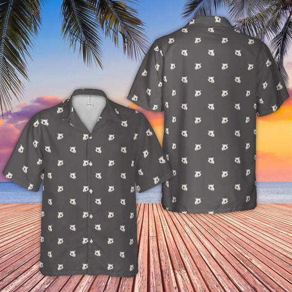 Cat Skull Hawaiian Shirt | Gothic All-Over Print Button Up | Breathable Polyester Aloha Top | Edgy Summer Gift for Alternativ