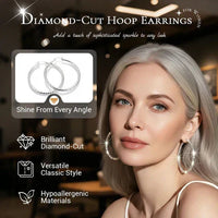 Diamond-Cut Sparkle Hoop Earrings