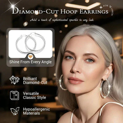 Diamond-Cut Sparkle Hoop Earrings