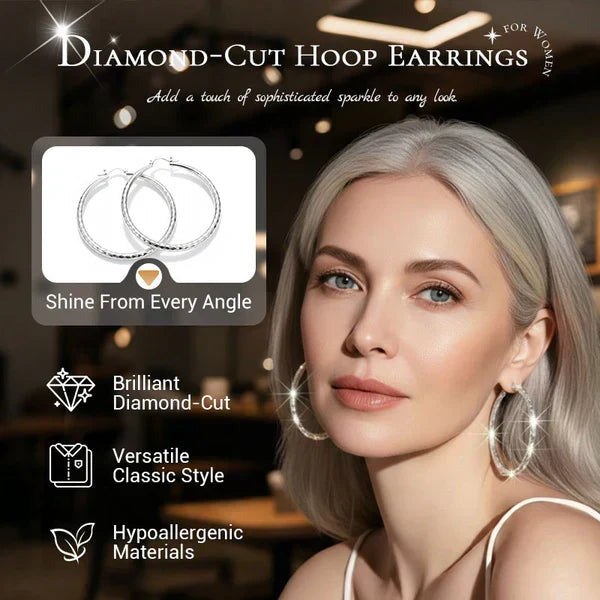 Diamond-Cut Sparkle Hoop Earrings
