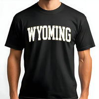 Wyoming T-Shirt | Vintage College Varsity Font | 100% Soft Cotton Premium Tee | State Pride Apparel Gift for Men & Women
