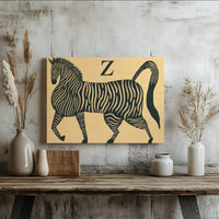 Zebra Wall Art Print | Mid-Century Modern Animal Block Print | Premium Gallery Wrap Canvas | Nursery Or Office Home Decor