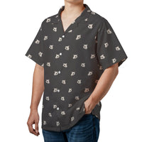 Cat Skull Hawaiian Shirt | Gothic All-Over Print Button Up | Breathable Polyester Aloha Top | Edgy Summer Gift for Alternative Fashion Lovers