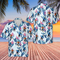 Skiing Hawaiian Shirt | Tropical Bird Of Paradise Floral Print | Premium Lightweight Polyester | Unique Winter Sports Gift For Men
