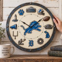 Detroit Football Story Wall Clock