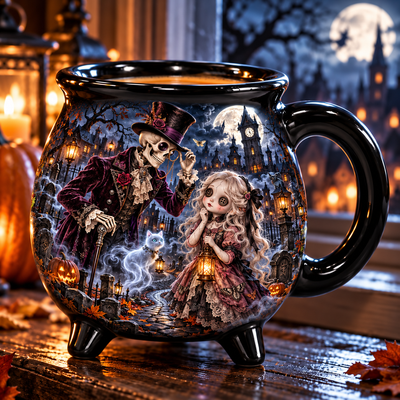 Moonlit Skeleton Cauldron Mug