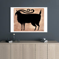 Black Goat Wall Art | Minimalist Stylized Folk Animal Print | 1.25 Inch Gallery Wrap Canvas | Unique Farmhouse Decor Gift
