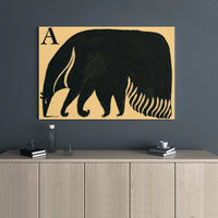 Anteater Alphabet Canvas Art | A is for Anteater Modern Nursery Wall Decor | Premium Gallery Wrapped Print | Educational Kids Room Gift