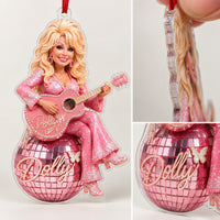Pink Disco Ball Country Singer Acrylic Ornament