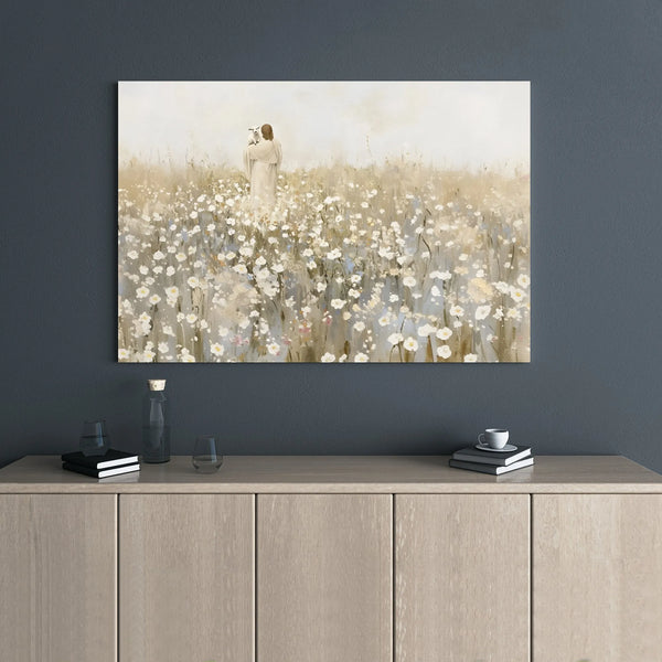 Jesus With Lamb Wall Art | Biblical Shepherd Canvas Print | Premium 1.25-Inch Gallery Wrap | Christian Home Decor & Religious