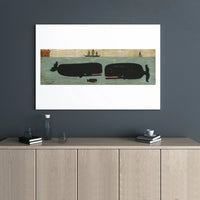 Whale Wall Art | Nautical Folk Art Print | 1.25" Premium Gallery Wrapped Canvas | Coastal Home Decor Gift for Ocean Lovers