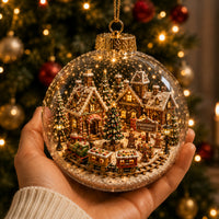 Christmas Scene Glass Ball Ornament